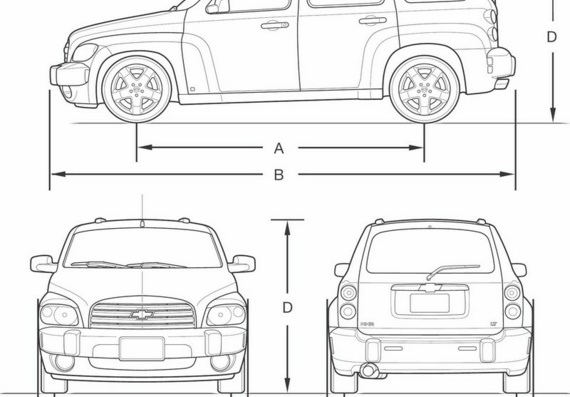 Chevrolet HHR (2007) (Шевроле HHР (2007)) - чертежи (рисунки) автомобиля